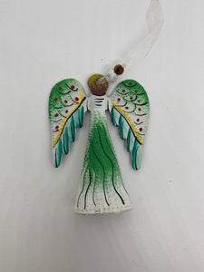 Painted Angel Ornament Green