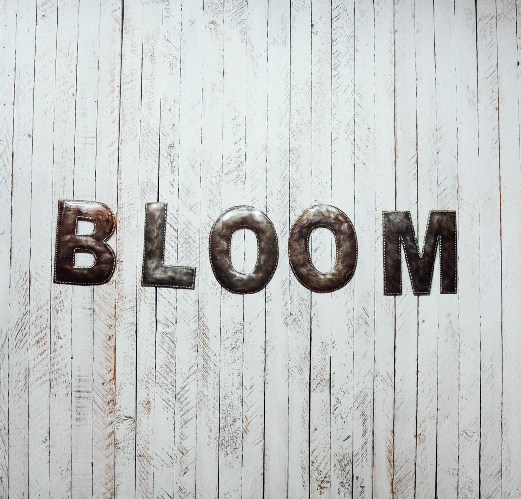 Block Letter Metal Art - Bloom
