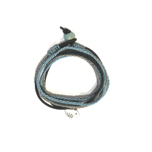 Blue and Grey Women's Triple Wrap Bracelet