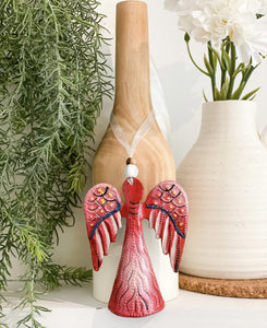 Painted Angel Ornament Red